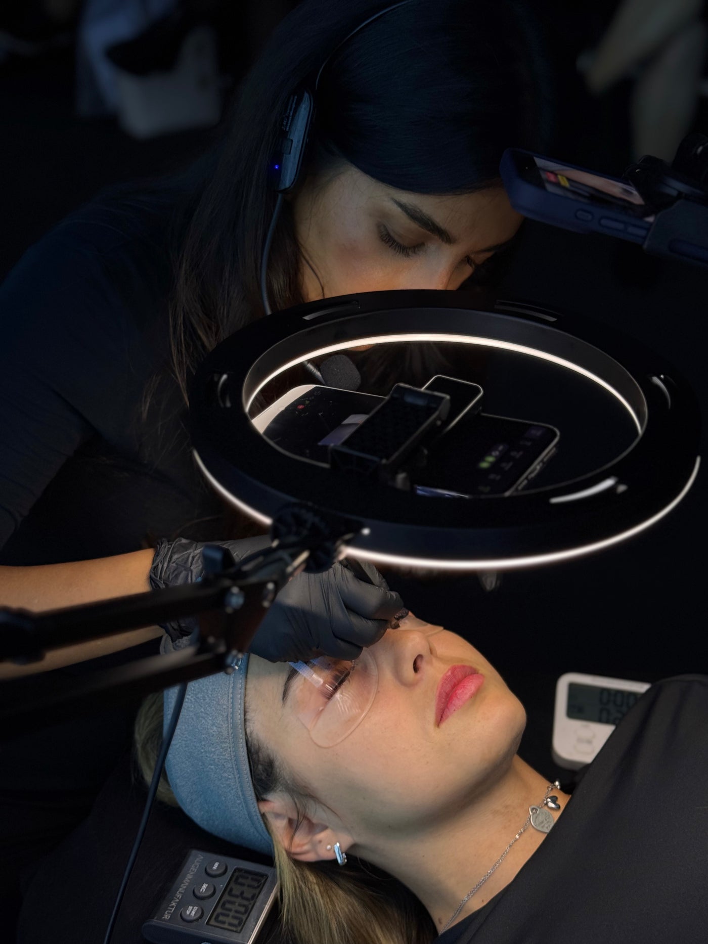 Close-up of lifted lashes after a lash lift treatment