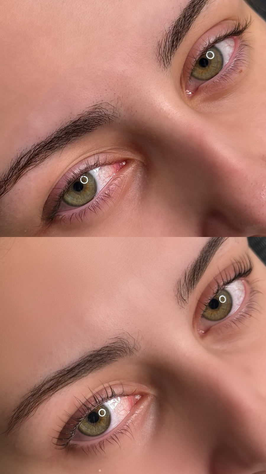 Vorher / Nachher · Modellarbeit aus dem Korean Lashlift Online-Kurs