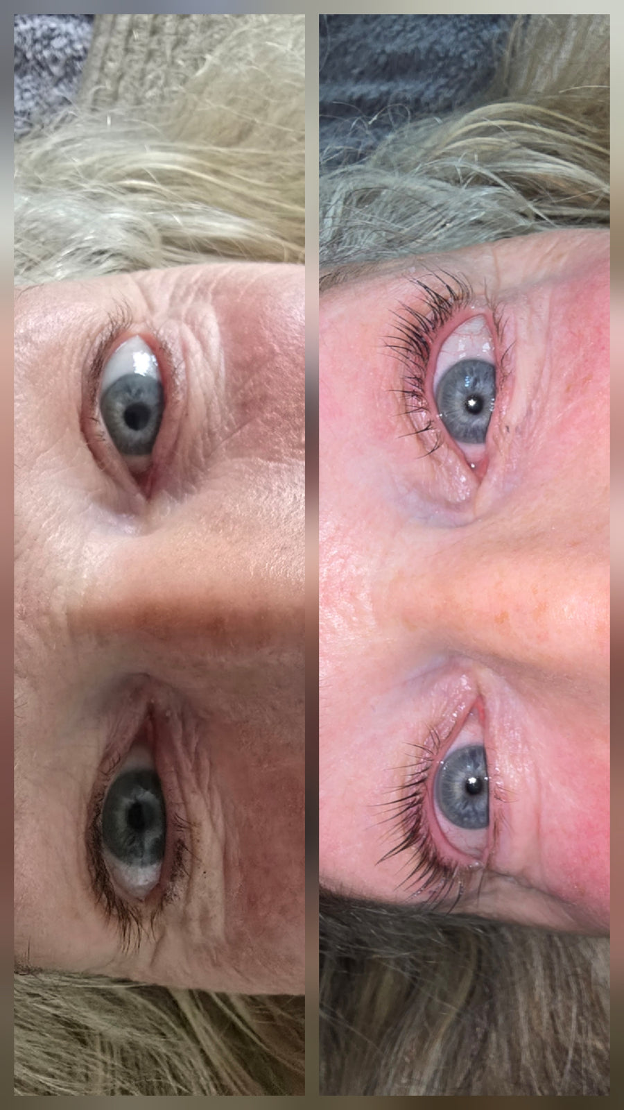 Vorher / Nachher · Modellarbeit aus dem Korean Lashlift Online-Kurs