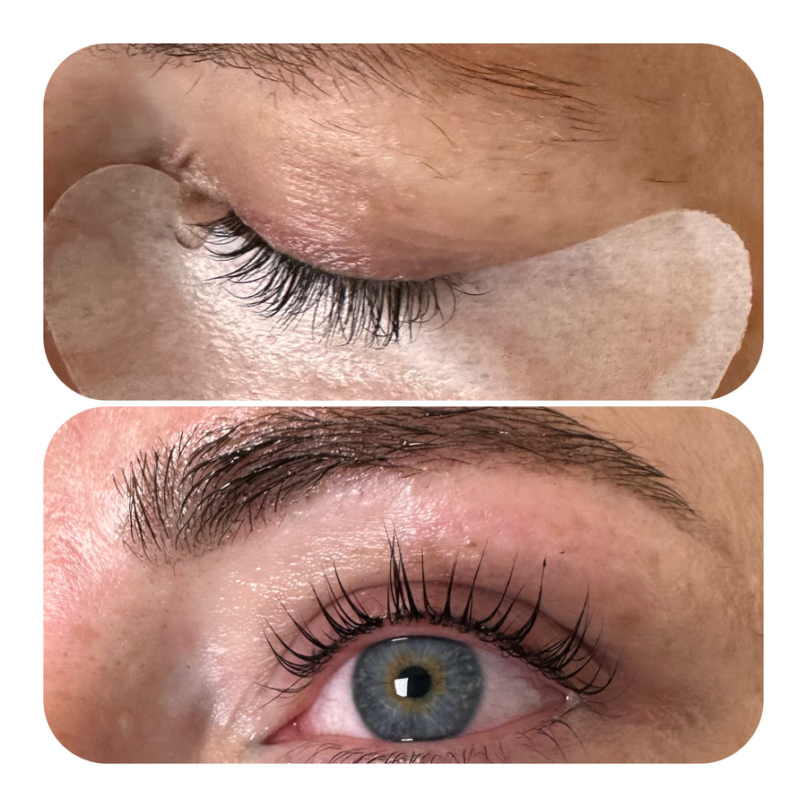 Vorher / Nachher · Modellarbeit aus dem Korean Lashlift Online-Kurs