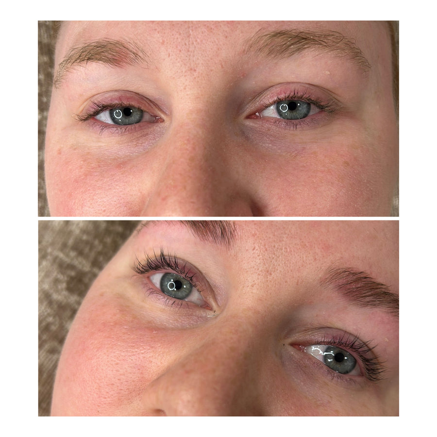 Vorher / Nachher · Modellarbeit aus dem Korean Lashlift Online-Kurs